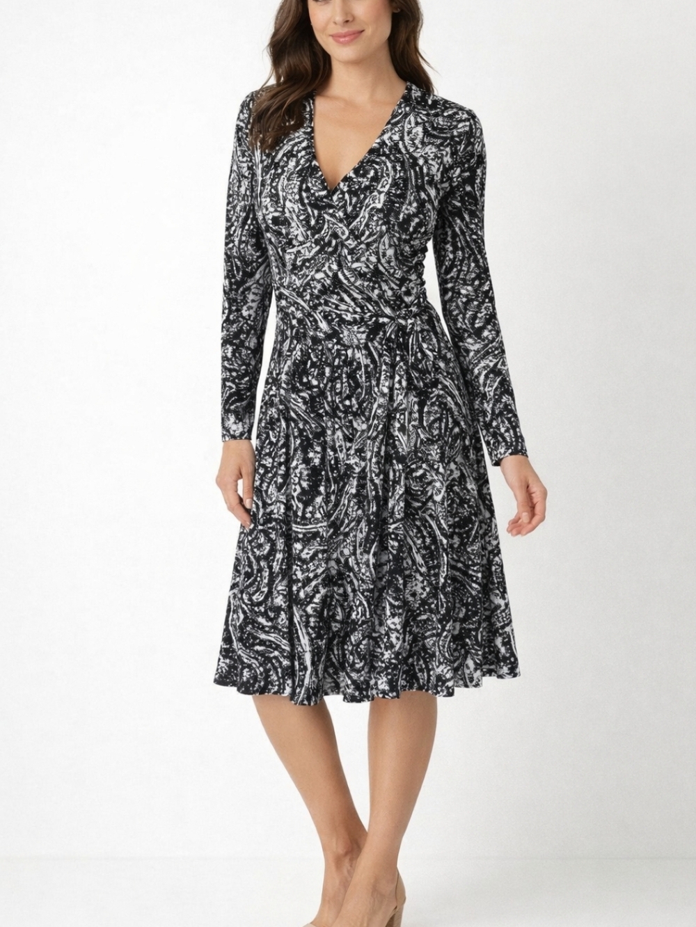 Ralph Lauren Wrap Dress Size 6 Black And White Comfort Style